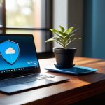 Cloud security for remote workers concept.