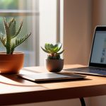 Using a laptop stand for better posture.
