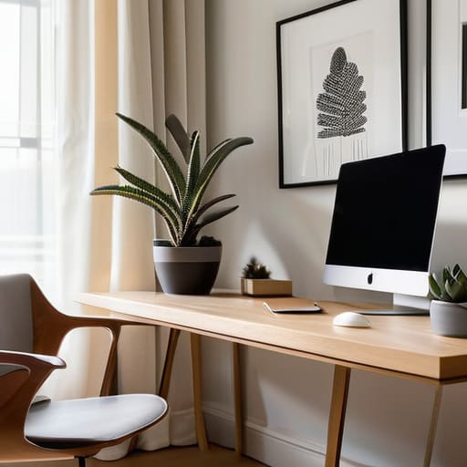 Clean minimalist desk setup for home office.