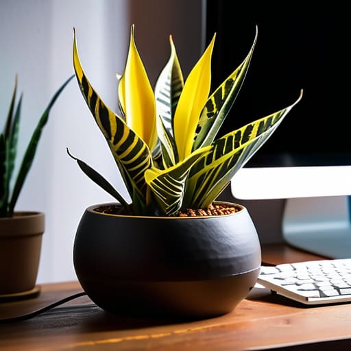 The Indestructible Snake Plant on a desk.