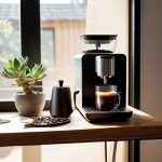 Setting up a small home coffee station.